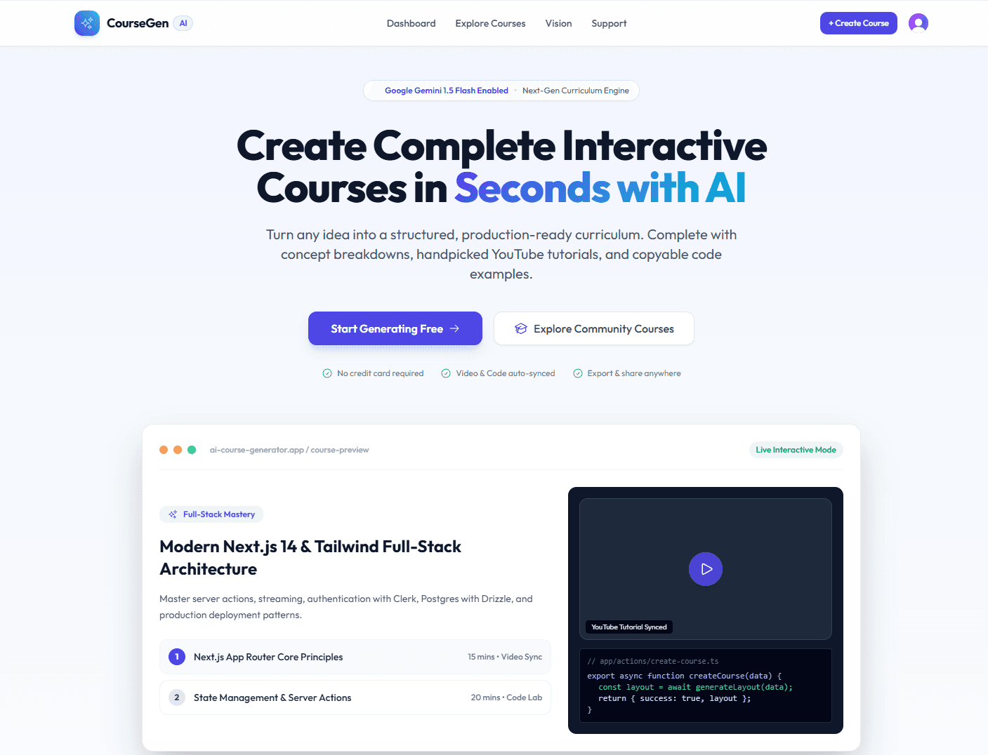 CourseGen AI live interface